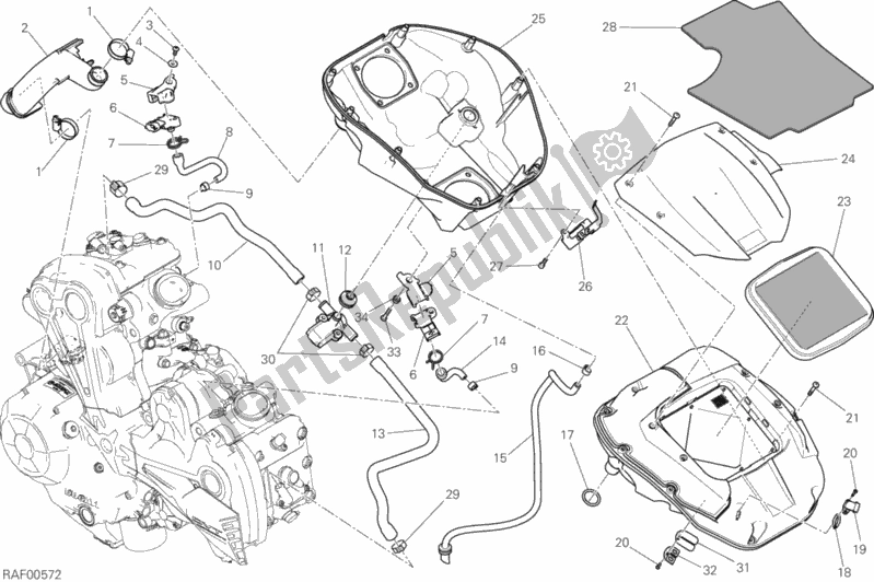 All parts for the Intake of the Ducati Diavel Xdiavel Brasil 1260 2018